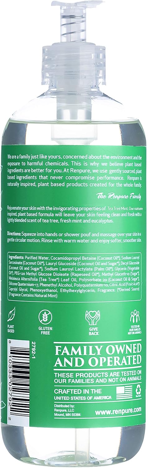 Renpure Plant-Based Beauty Tea Tree Mint Refreshing Moisture Body Wash, 19 Fluid Ounces : Beauty