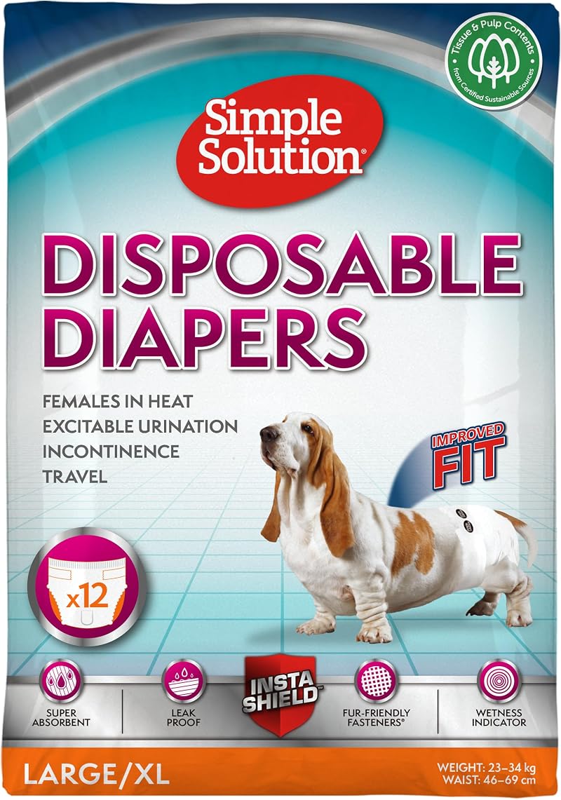 Simple Solution Disposable Dog Diapers for Female Dogs 12 Pack 23-34 kg