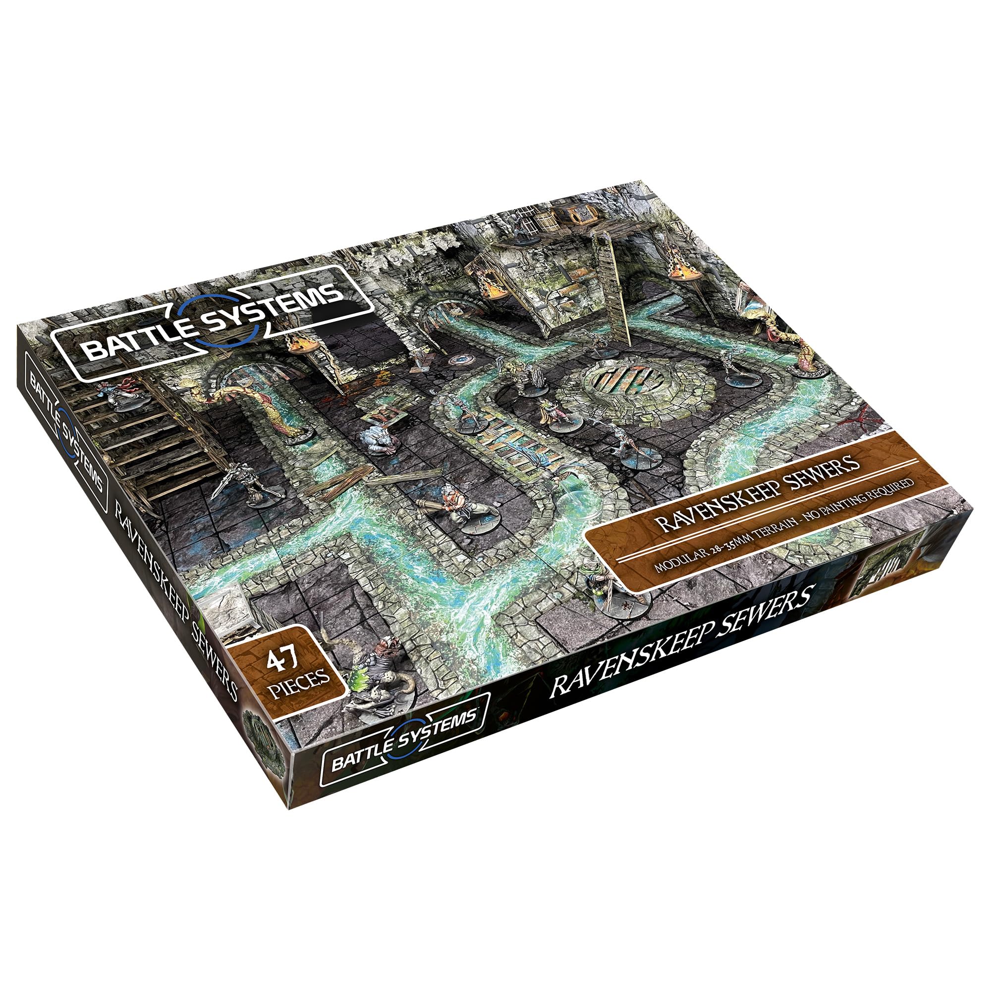 Battle Systems Ravenskeep Sewers: Modular Dungeon Terrain, Sewers, Lava Flows, Cardstock, No Painting Required, Assembly Required, Ages 144+