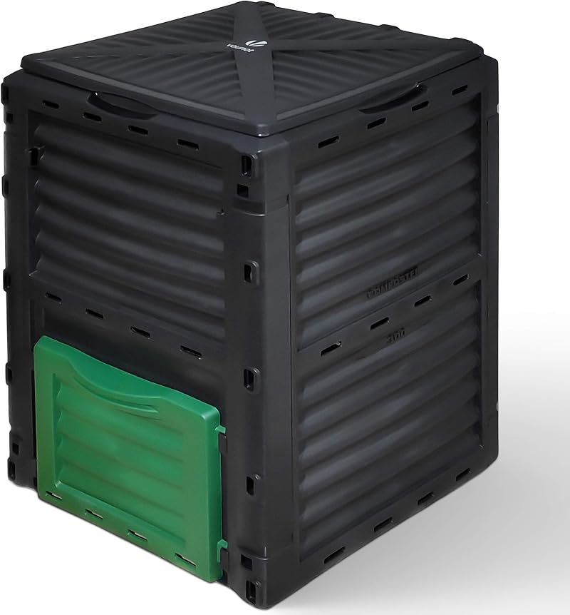 VOUNOT Compost Bin Garden 300 Litre Plastic Outdoor Black