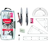 Maped - Study - Geometry set - Metal - 10 Piece | Advanced Student Kit - Precision Drafting Tools - Durable and Ergonomic Design - Enhances Creativity for School