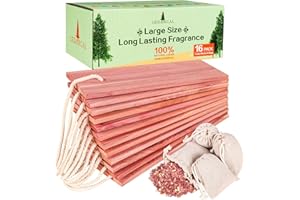 CEDARCAL Cedar Blocks for Clothes Storage - 16PCS Premium Cedar Chips, Hangers, Cedar Sachets Bags with 100% Natural Cedar Wood Planks - Used for Closet Freshener, Boxes, Bins and Drawers.