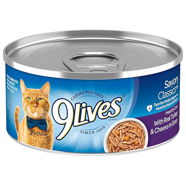 9LIVES HEARTY CUTS WITH REAL TURKEY AND CHEESE IN GRAVY WET CAT FOOD, 5.5-OUNCE, (PACK OF 24)