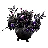 National Tree Company, 19inch Artificial Bad to The Bone Halloween Centerpiece, 30 Purple LED Lights