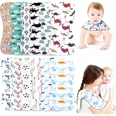 Benoxine Baby Burp Cloths &amp; Baby Bibs 2-in-1 Design Large Size 3 Layers Thicken Cotton Super Absorbent and Soft Baby Spit Up Burping Rags Baby Burp Cloth Set for Boys and Girls Solid 12 Pack