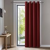 Deconovo Solid Blackout Curtain Eyelet 1 Panel Red 140x240cm Thermal Insulated