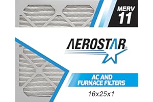 Aerostar 16x25x1 MERV 11 Pleated Air Filter, AC Furnace Air Filter, 4 Pack (Actual Size: 15 3/4"x24 3/4"x3/4")