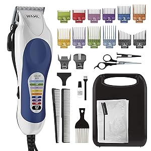 Wahl Corded Clipper Color Pro Complete Hair Cutting Kit for Men, Women, & Children with Colored Guide Combs for Smooth, Easy Haircuts - Model 79300-1001