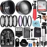 A-Cell 55mm Accessory Bundle for Nikon D3400 D3500 D5500 D5600 D7500 and More with 32GB SanDisk Memory Card, Wide Angle Marco, Telephoto Lens, Close Up, Filter Kit, Tripod, Backpack(AC55MMACCB)