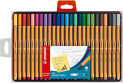 Stabilo Point 88 Fineliner Pack of 25 Assorted Colors 0.4mm
