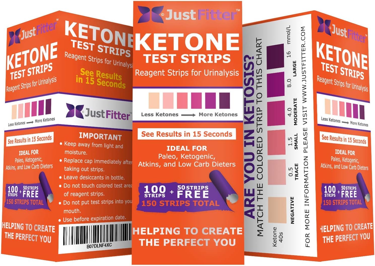Ketone Keto Urine 150 Test Strips. 3 Resealable Foil Packs of 50 Strips Each. Look & Feel Fabulous on a Low Carb Ketogenic or HCG Diet. Accurately Measure Your Fat Burning Ketosis Levels.: Health & Personal Care