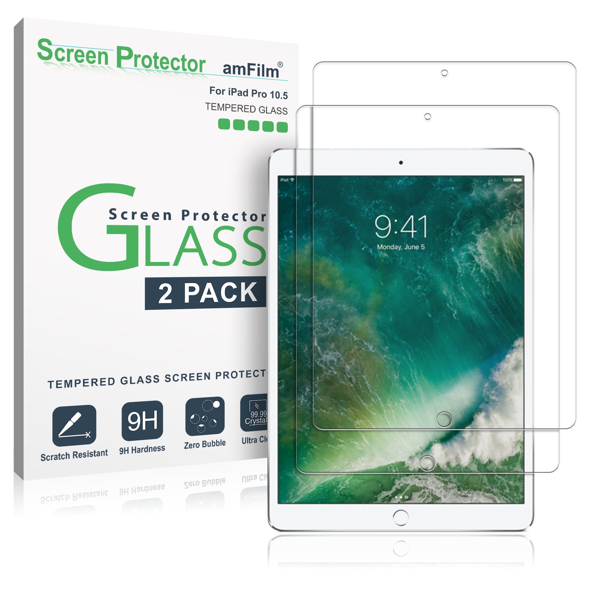 amFilm Glass Screen Protector for iPad Air 3 (2 Pack) (2019) 10.5 inch