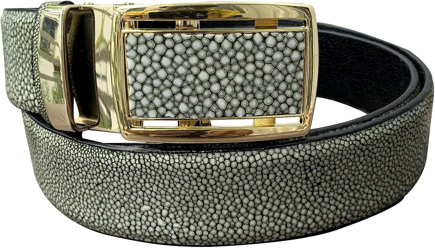 Green Genuine Stingray leather belts for men,stingray skin belts men, stingray leather belts men