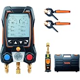 testo 550s AC Manifold Gauge Set &ndash; Manifold Gauges HVAC and Refrigeration &ndash; Incl. 2X t115i Pipe Clamp Thermometer, 1x t552i Micron Gauge HVAC - AC Recharge Kit with Bluetooth