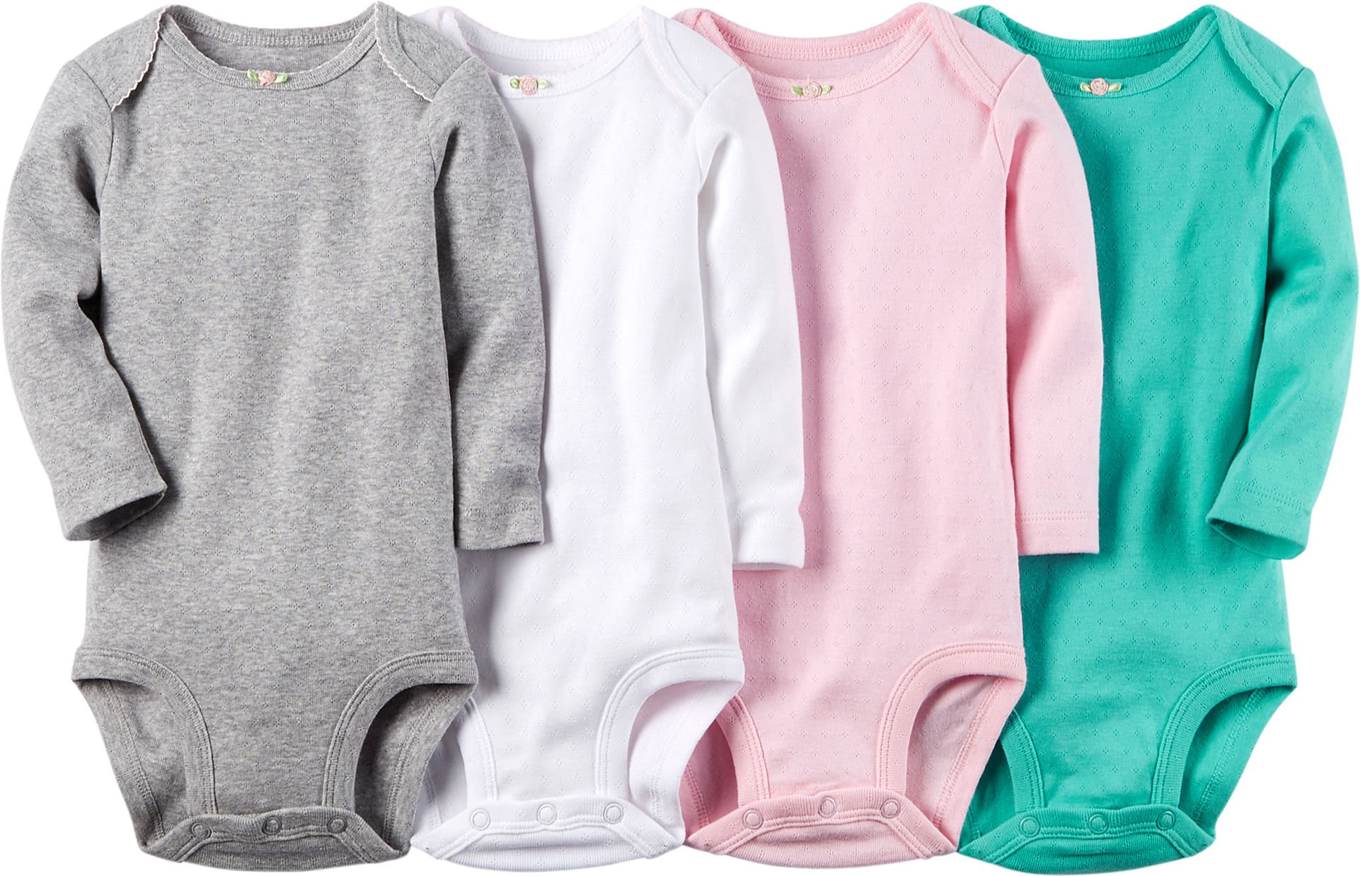 Carters Baby Girls Pack Long Sleeve Bodysuits (Solids) (12 Months)