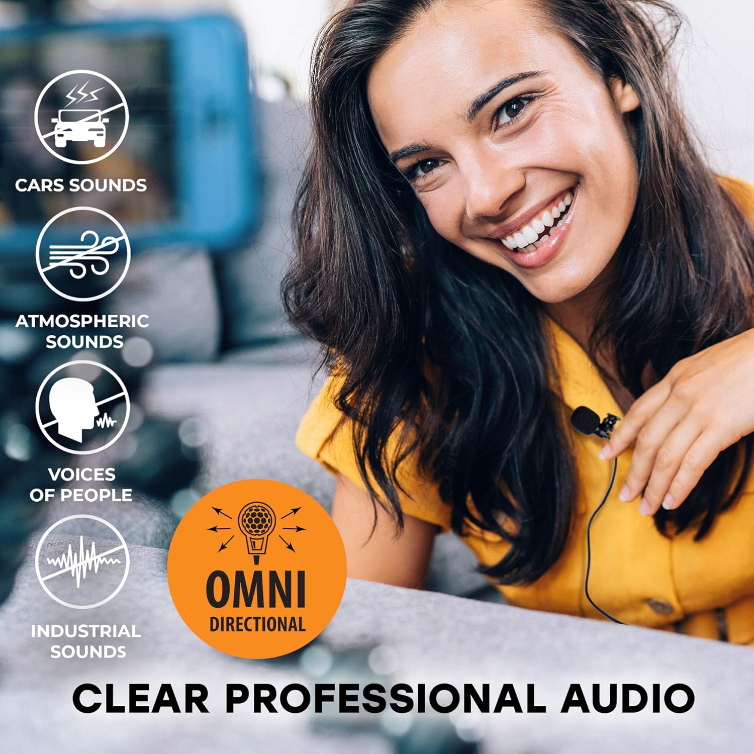 Wired Lavalier Microphone for Bloggers and Vloggers/Omnidirectional Lapel Mic for iPhone with Clip-on/Compatible with All Smartphones IPad Samsung Android Windows