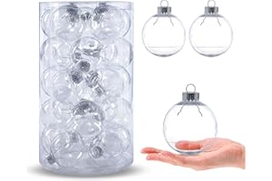 MOONET 25PCS 2.64in Christmas Fillable Ornaments, DIY Plastic Transparent Hanging Balls for Festival Wedding Home Party Decors Xmas Tree Hanging