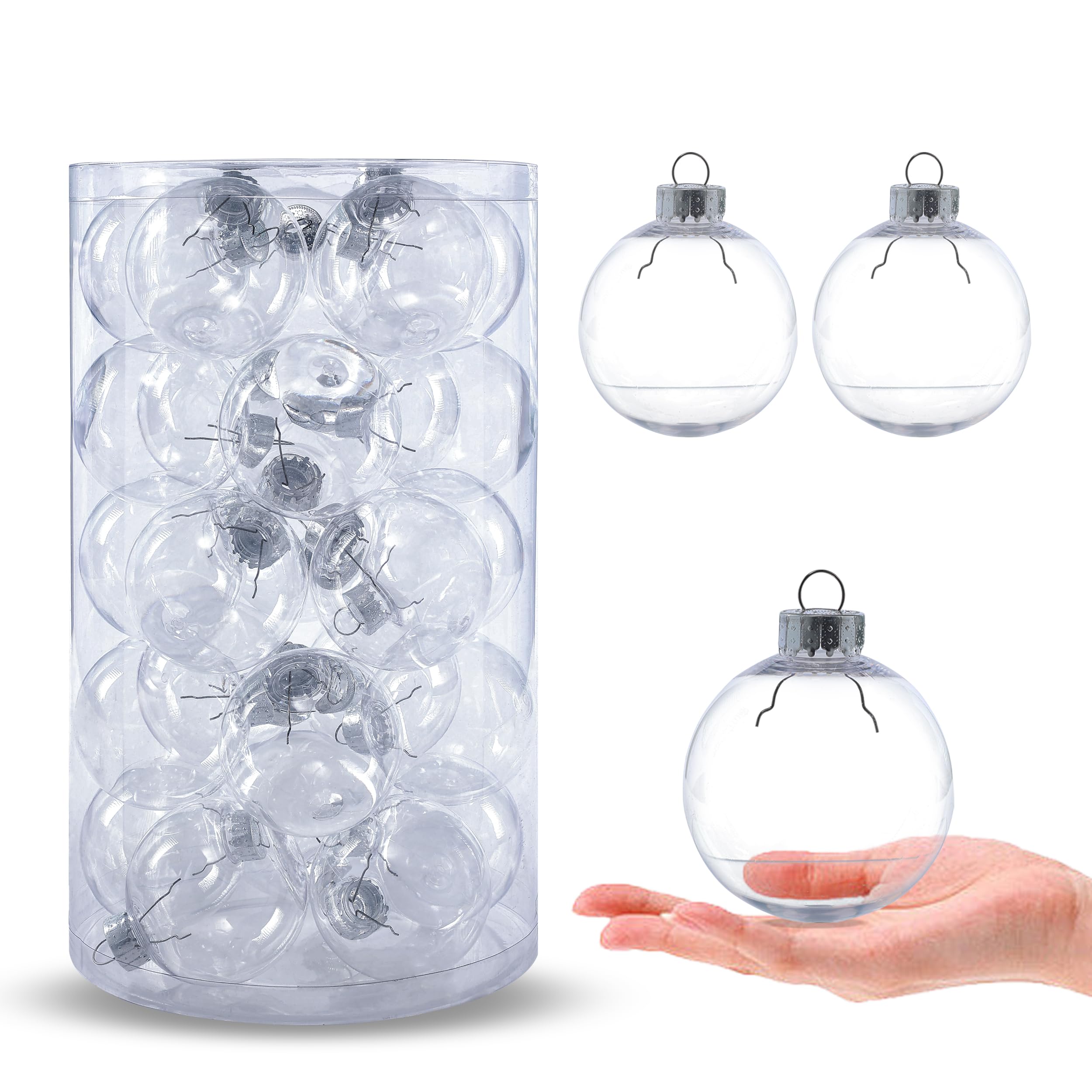 Photo 1 of 25PCS 2.64in Christmas Fillable Ornaments, DIY Plastic Transparent Hanging Balls for Festival Wedding Home Party Decors Xmas Tree Hanging