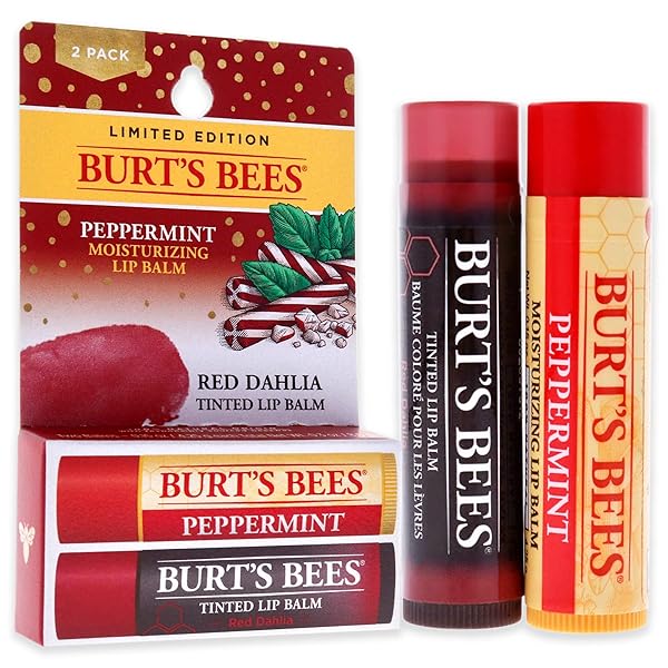 BURTS BEES BURTS BEES LIP BALM KIT UNISEX LIP BALM PEPPERMINT, RED DAHLIA TINTED, 0.15 OUNCE (PACK OF 2)