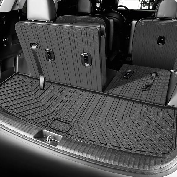 KUST FLOOR MATS SET FOR 2020-2025 KIA TELLURIDE ACCESSORIES (7 SEATS), REAR CARGO TRUNK LINER WITH 2ND/3RD ROW BACKREST KICK MAT ALL WEATHER PROTECTION TPE RUBBER RAISED EDGE, FULL SET OF 9PCS