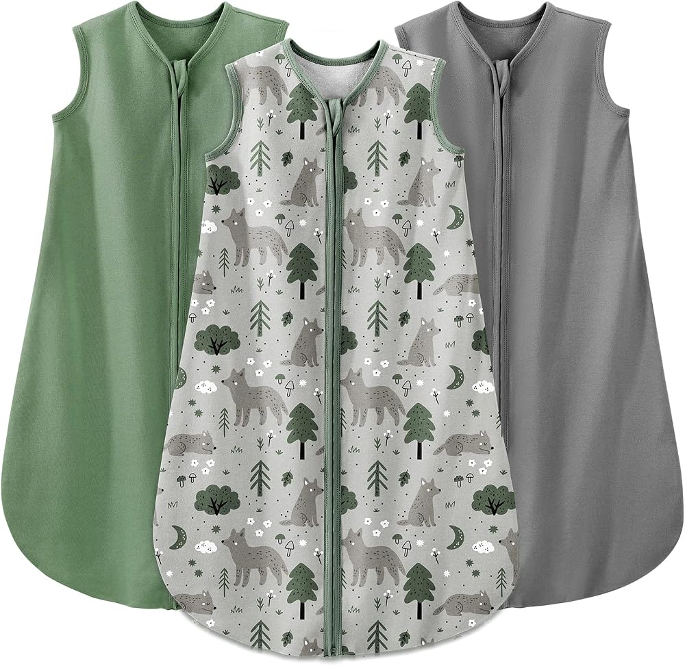 Yoofoss Baby Sleeping Bag 0.5 Tog 0-6M 3 Pack Organic Cotton Sleep Sack