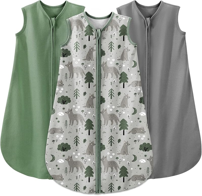 Yoofoss Baby Sleeping Bag 0.5 Tog 0-6M 3 Pack Organic Cotton Sleep Sack