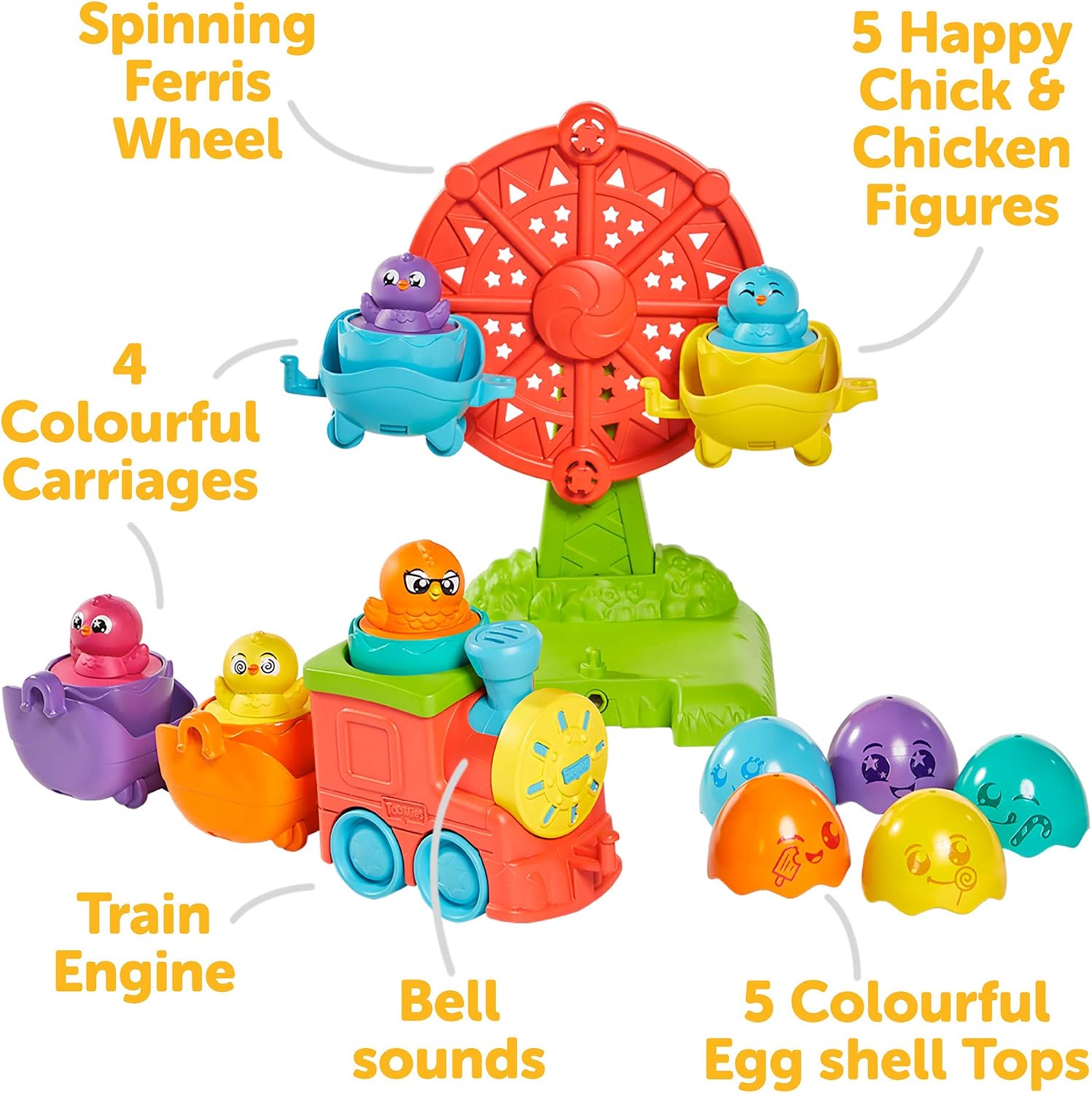 Toomies TOMY Hide and Squeak 2 in 1 Eggventure Train Baby Toy, Shape Sorter with Colours and Sound - Image 4