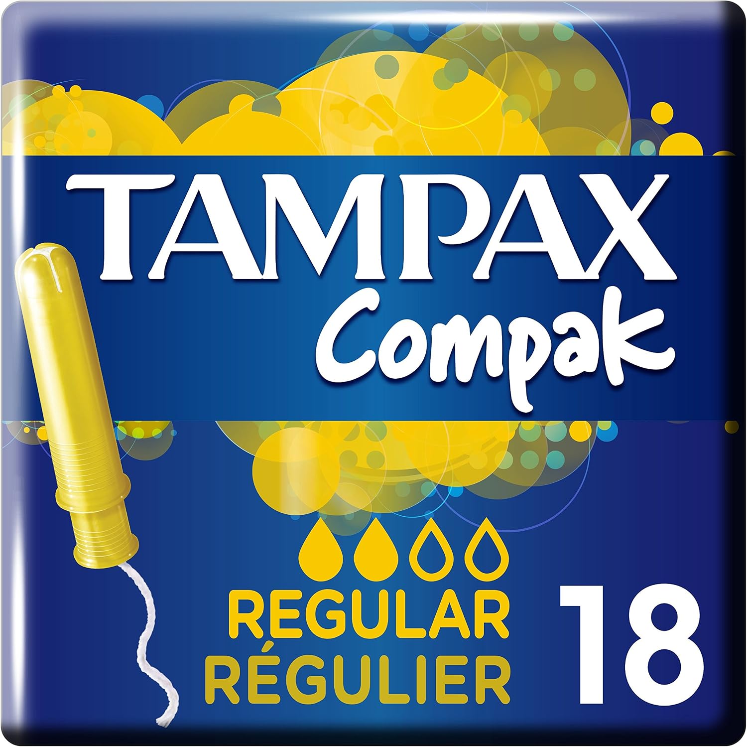Tampax Compak Regular Tampons With Applicator, 108 Tampons (18 x 6 Packs), Leak Protection And Discretion, Super Absorbent