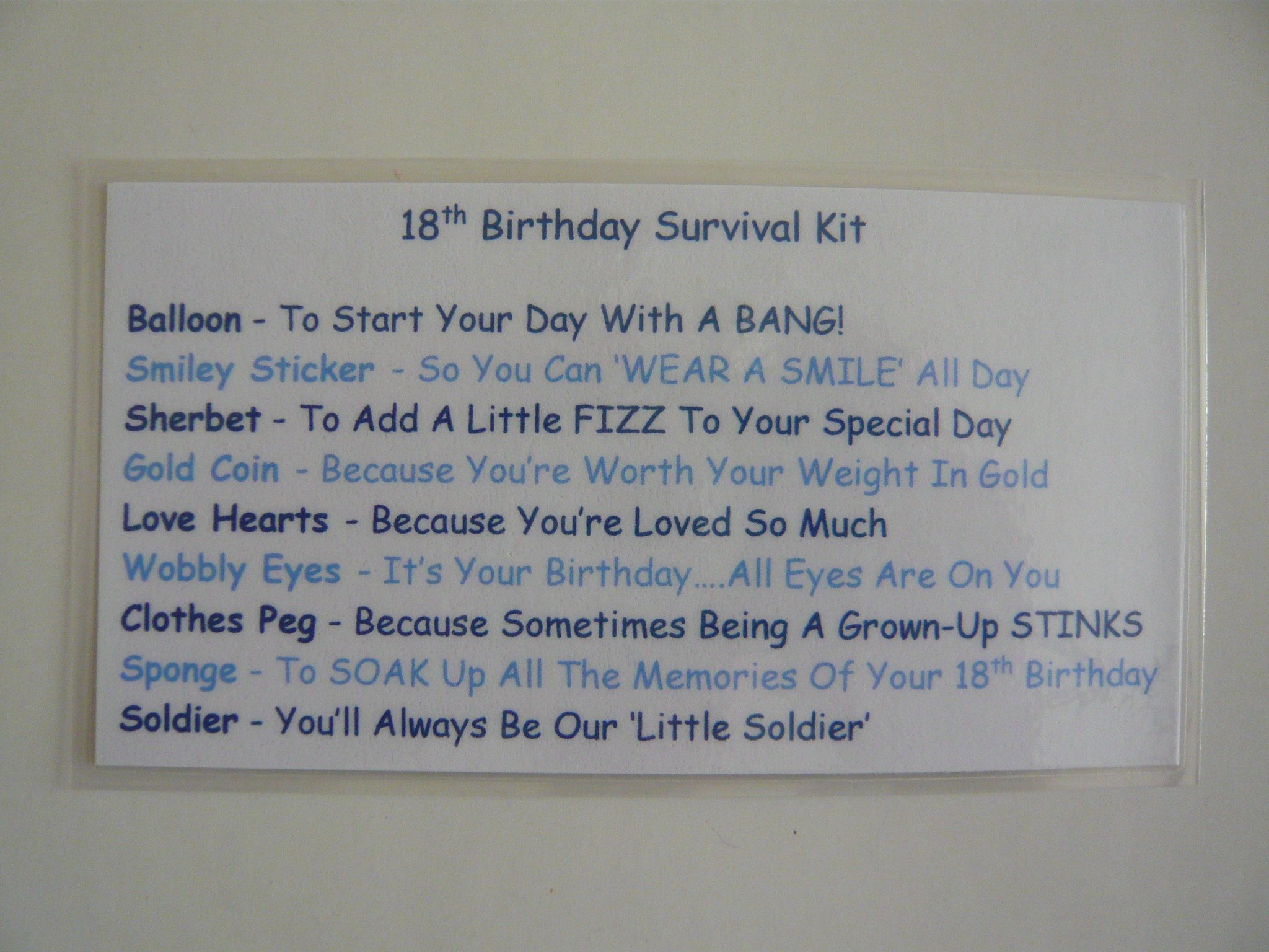 18th birthday survival kit girl