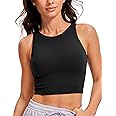 CRZ YOGA Womens Butterluxe Double Lined Cropped Tops High Neck Racerback Tanks Sleeveless Casual Workout Crop Shirts