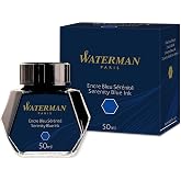 Waterman Fountain Pen Ink, Serenity Blue Ink, 50ml Bottle, For Refillable Fountain Pens