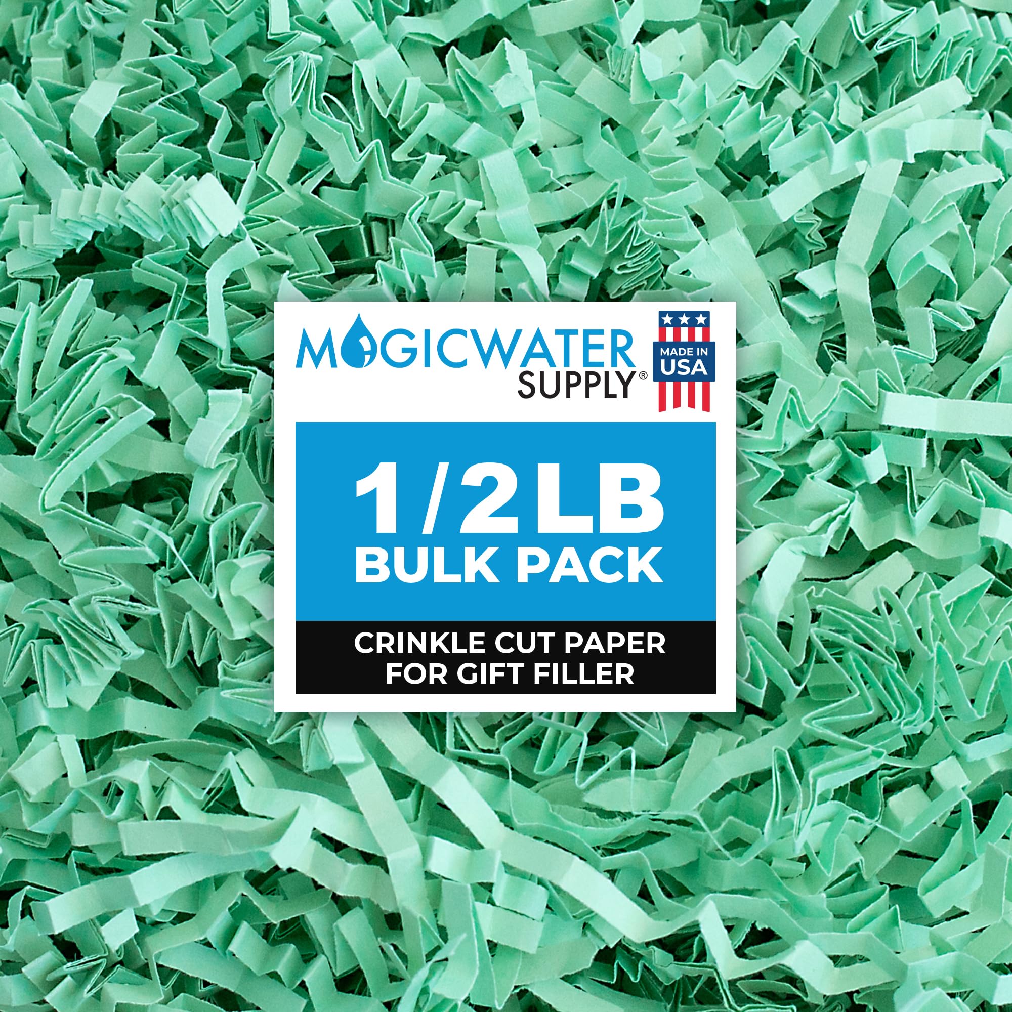 MagicWater Crinkle Cut Paper for Gift Baskets - 1/2 LB - Mint Green - Perfect for Shredded Paper Filler, Basket Filler,Gift Boxes, Bridesmaid Gifts, Christmas Stuffers & More – Ideal for All Occasions