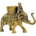 eSplanade Brass Elephant | Handmade Laxmi Ganesh Carving Maharaja Elephant Idol for Decoration (TMP/2160_BrassElephantPenHolder)