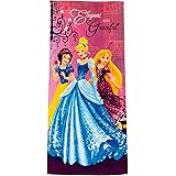 KOMARKIDS Princess Girls Elegant and Graceful Snow White Cinderella and Rapunzel Purple Towel