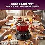 Andrew James Fondue Set Red Enamel Cast Iron with Gel Burner 8 Forks view 5