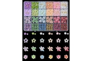 OPMADM 3000 Pcs 3D Flower Nail Charms and Gems 24 Grid Charms for Nails Design Colorful Nail Art Charms 4 Styles of Big and Small Flowers are Suitable for Spring and Summer