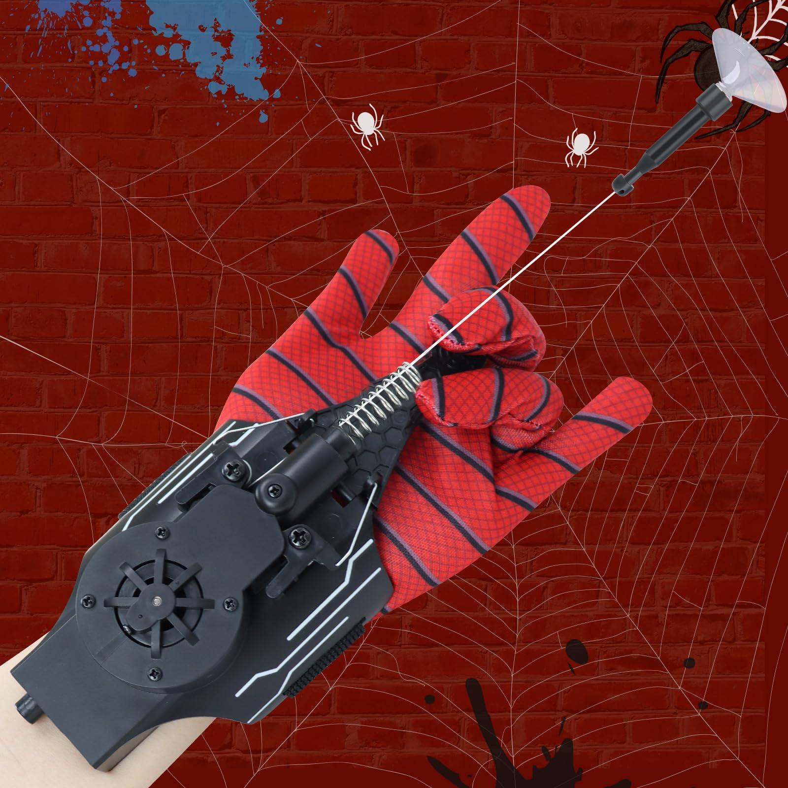 Lumhew Spider Web Shooter Toys for Kids, 8 FT Web Shooter Wrist Toy-Rope Launcher for Kids, Superhero Cosplay Role Play Costume Props, Electric Take-up (Black)