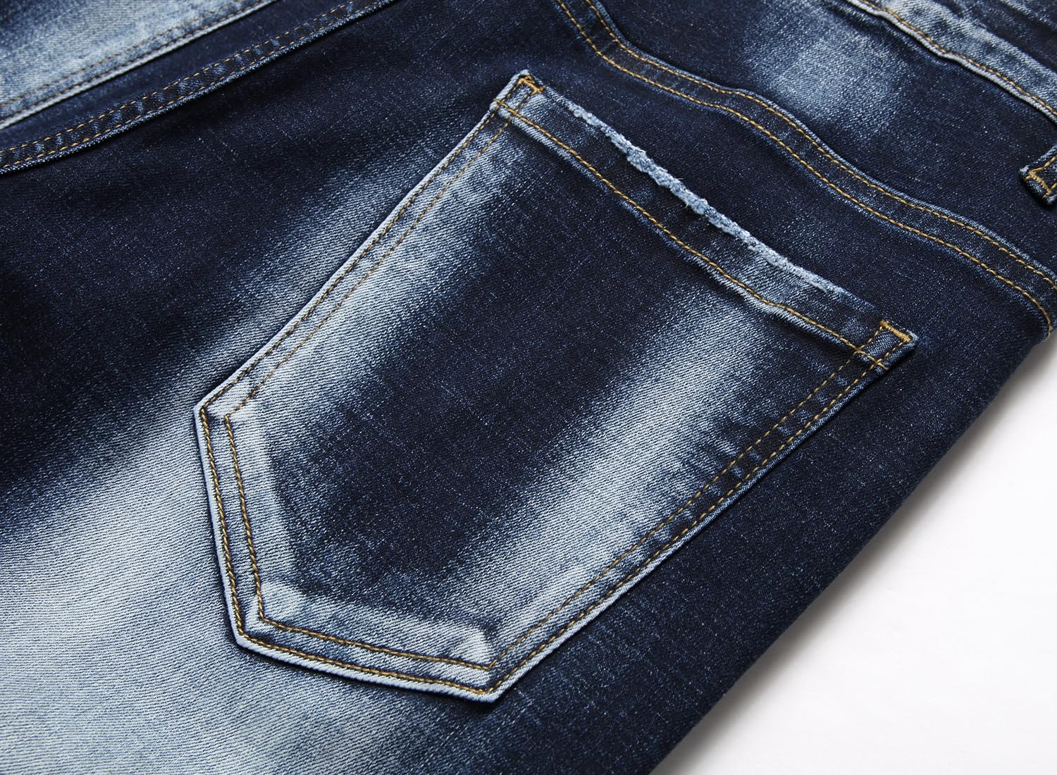 Baylvn Men's Designer Straight Slim Fit Patchwork Jeans Comfort Skinny Biker Denim Pants