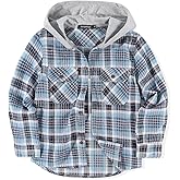 Spring&Gege Boys Flannel Hoodie Shirts Long Sleeve Plaid Button Down Shirt Jackets Casual Fall Winter Coat