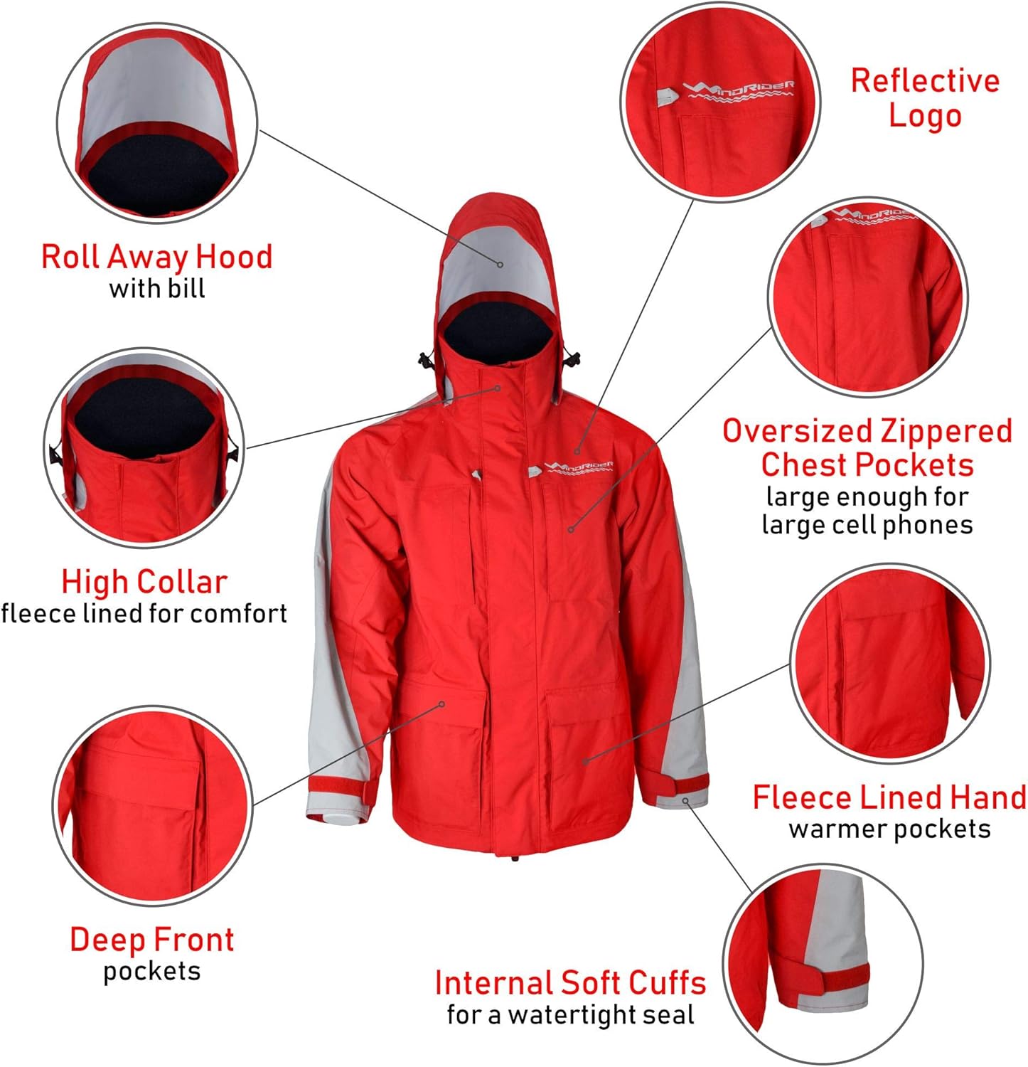WindRider Pro Rain Jacket | Foul Weather Jacket | Fishing, Sailing, Boating: Clothing