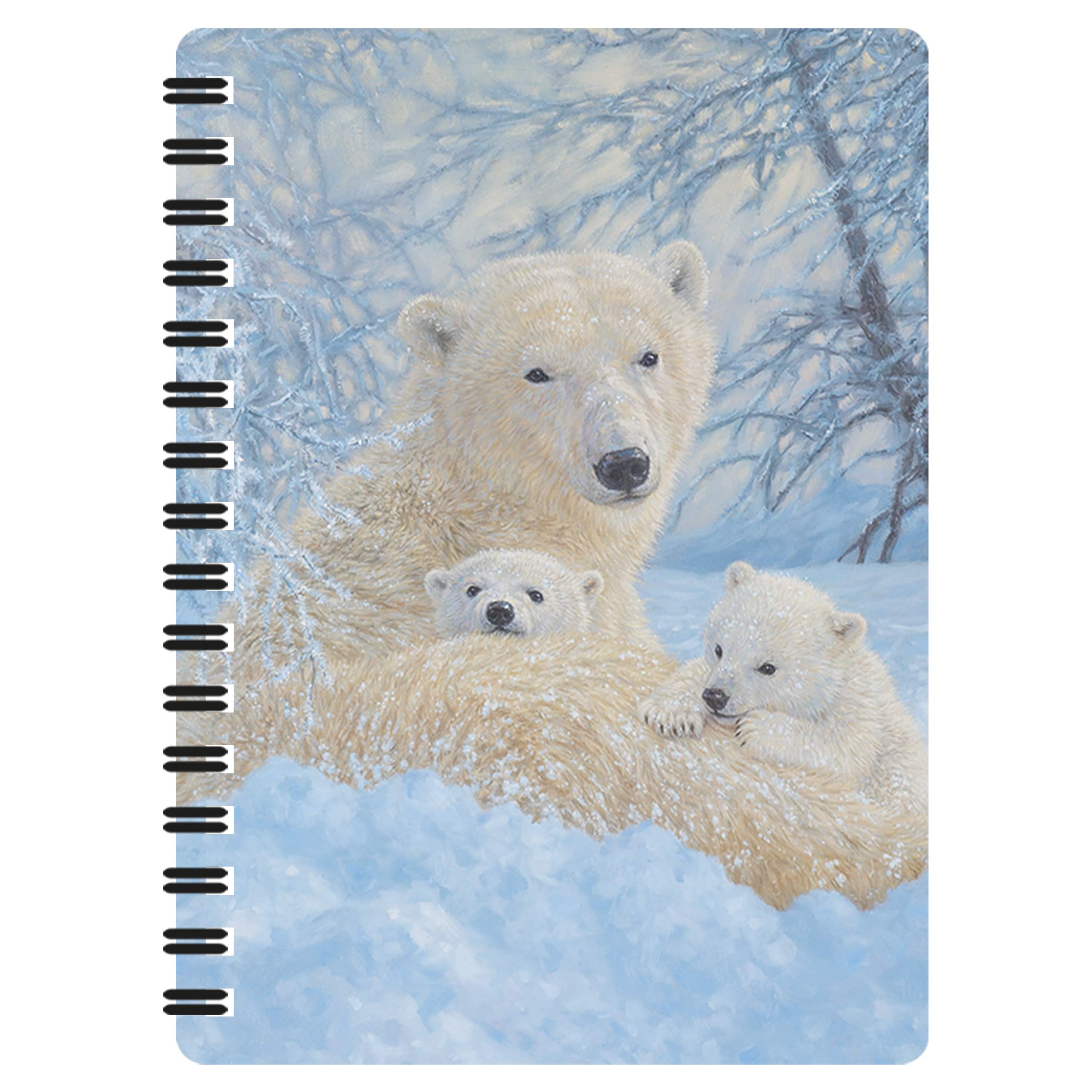 3D LiveLife Jotter - Northern Family from Deluxebase. Lenticular 3D Polar Bear A6 Spiral Notebook with Plain Recycled Paper Pages. Artwork Licensed from Renowned Artist Beth Hoselton — image 1