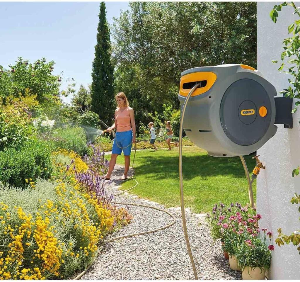 Hozelock Auto Reel with 20 m Hose, Yellow/Grey & Metal Threaded Connector Pro 3/4 inch for Taps - Image 4