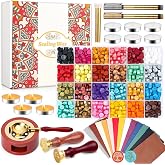 Paxcoo Sealing Wax Kit with Wax Seal Beads, Stamp, Warmer, Spoon, Envelopes for Letter Sealing