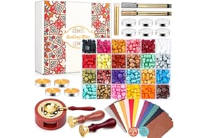 Paxcoo Sealing Wax Kit with Wax Seal Beads, Stamp, Warmer, Spoon, Envelopes for Letter Sealing