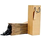TOHOKU PRIME Kraft Wine Gift Bags - 24pcs, 4x4x13 Inch, Bulk Wine Bottle Bags