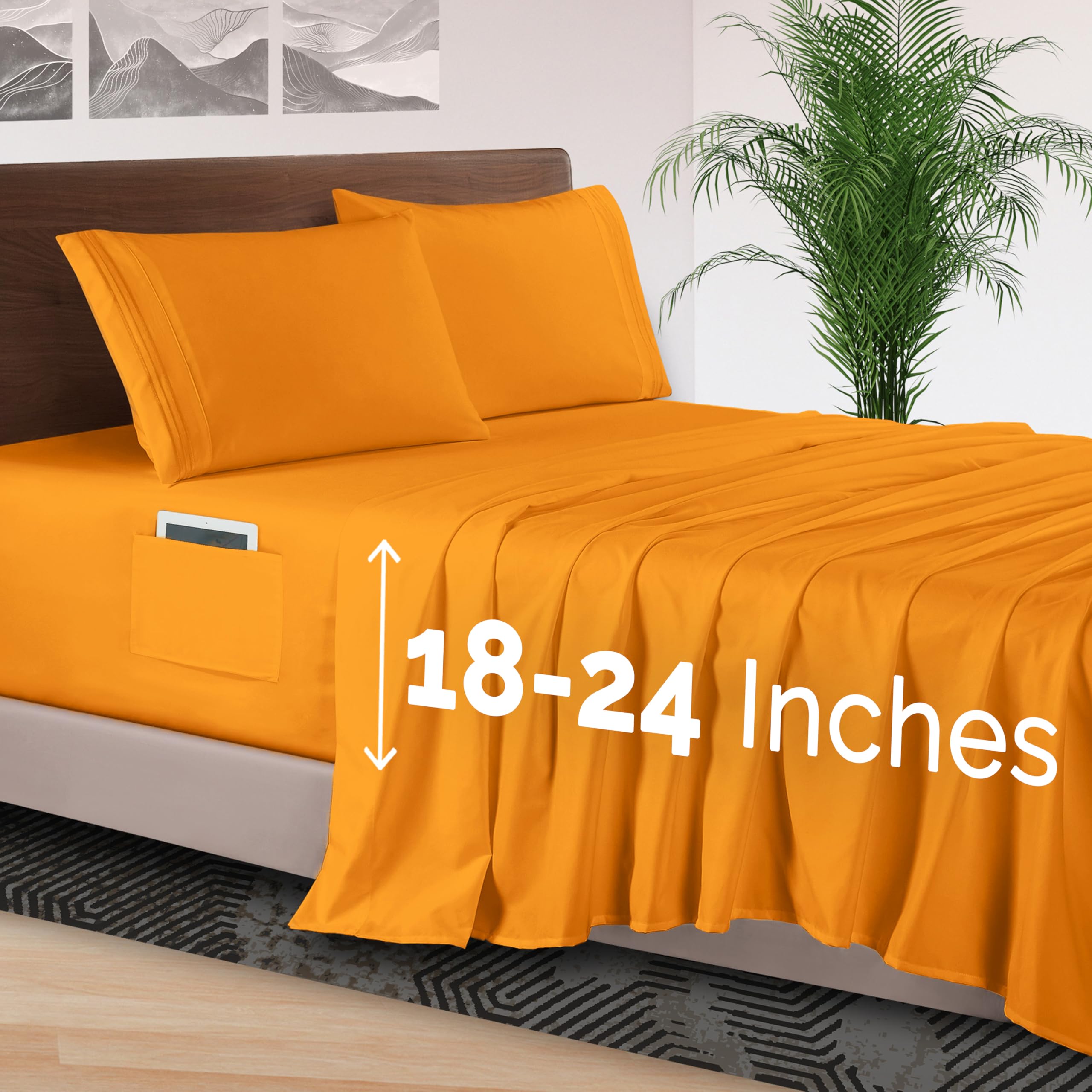 Elegant Comfort 4-Piece Bed Sheet Set - Luxury Bedding 1500 Premium Hotel Quality Microfiber, All Around Elastic 18-24 Inches Deep Fitted Sheet- Extra Deep Pocket Sheets, King, Persimmon Image Elegant Comfort 4-Piece Bed Sheet Set - Luxury Bedding 1500 Premium Hotel Quality Microfiber, All Around Elastic 18-24 Inches Deep Fitted Sheet- Extra Deep Pocket Sheets, King, Persimmon Image