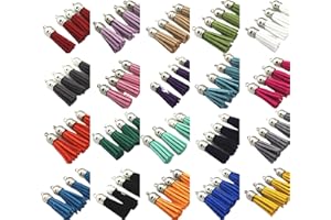 QIANHAILIZZ Mixed Color CCB Cap Faux Suede Tassel Leather Charm Keychain Cellphone Straps HS3858 (120 Silver Tassel of 1-1/2 inch)