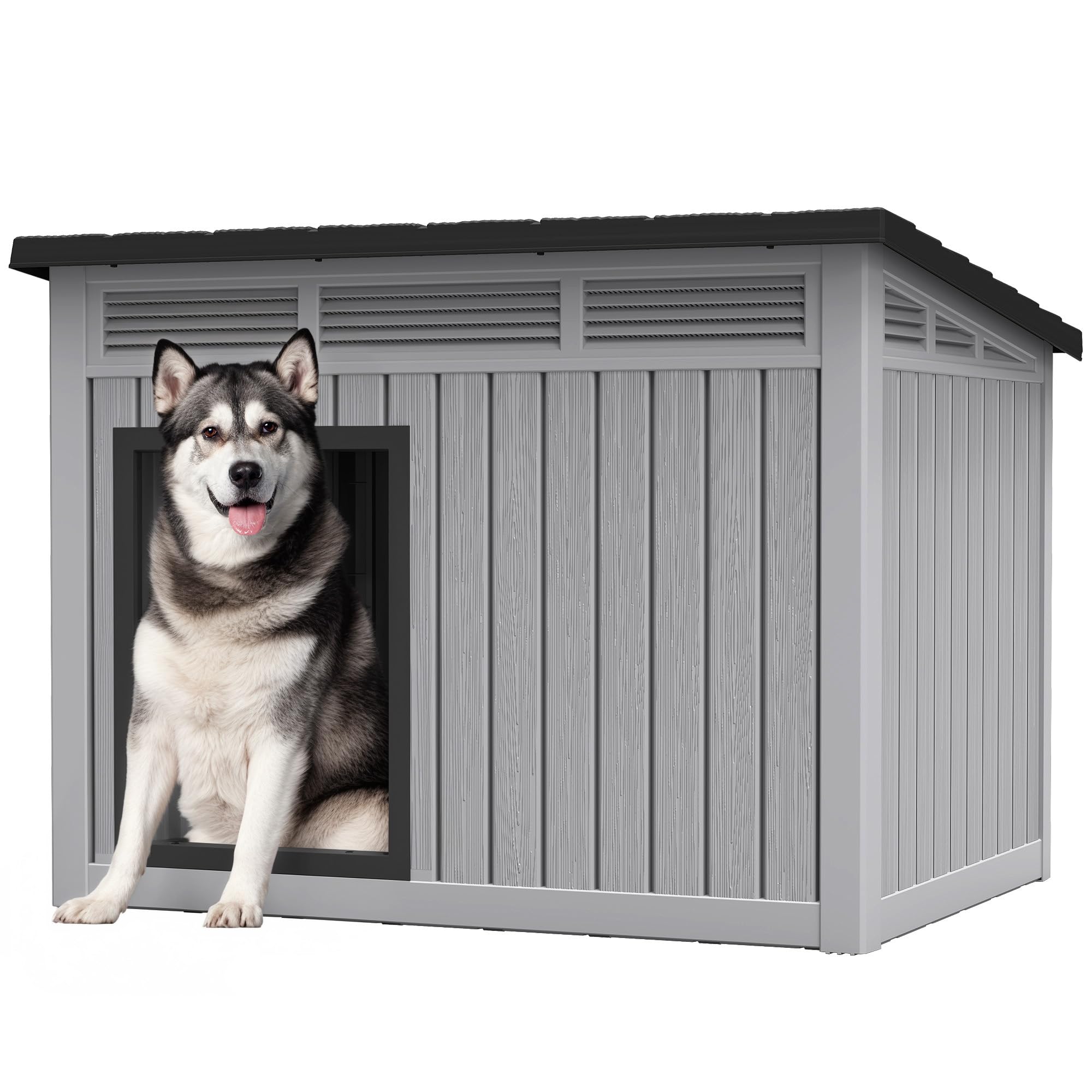 Photo 1 of Large Weatherproof Dog House with Removable Roof for Indoor & Outdoor Use - Spacious (42.8" L x 33" W x 31.5" H) Classic Grey