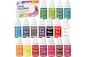 TREEDOA Food Coloring Liquid Set,18 Colors x 10ml Food Grade Food Dye Edible Vibrant Liquid Color for Cake Decorating,Baking,Easter Egg,Icing,Fondant,Cookies,Slime Making DIY Supplies Kit -0.35 Fl. oz/Bottles