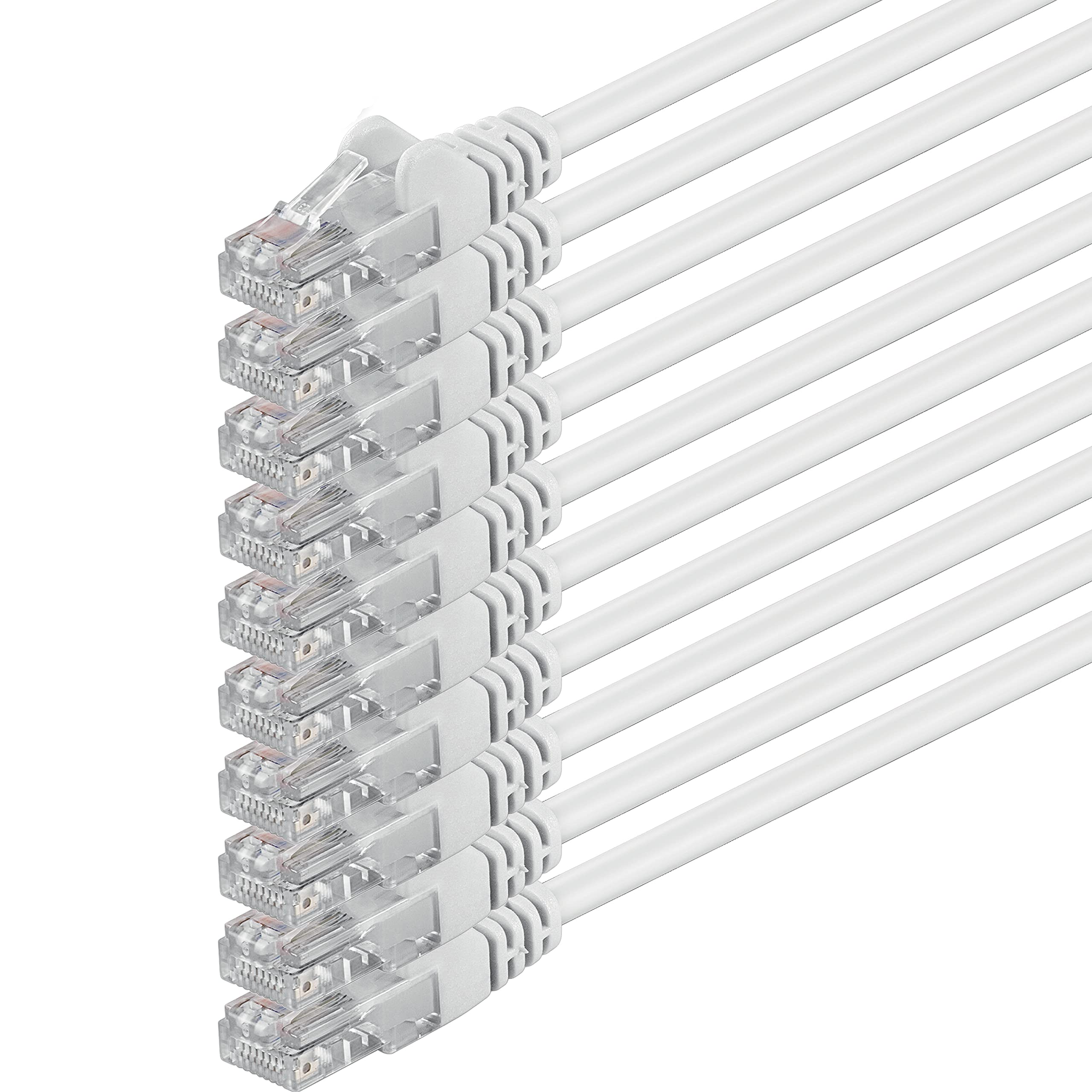 1aTTack.de 1m - white - 10 pieces - (PACK) - CAT.6 CAT6 Ethernet LAN network cable 1000 Mbit/s patch cable